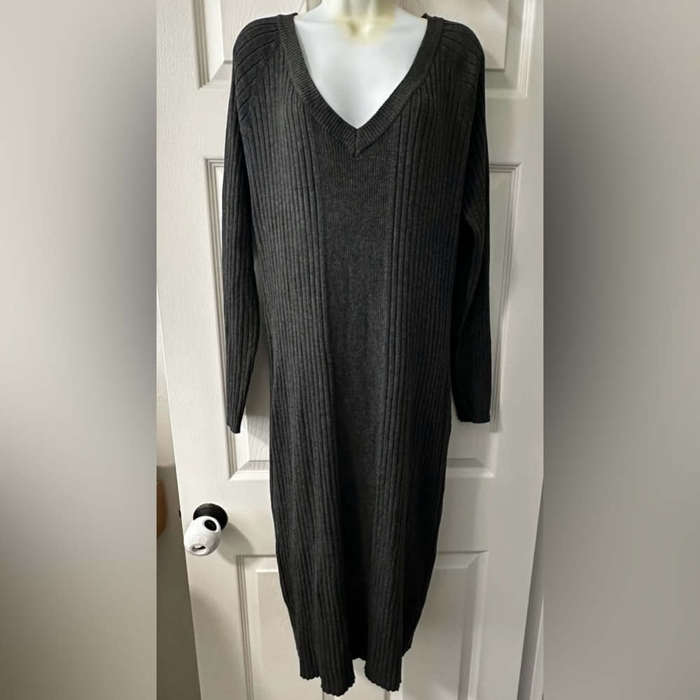 NWT White Mark Gray Ribbed Sweater Dress size 2xl